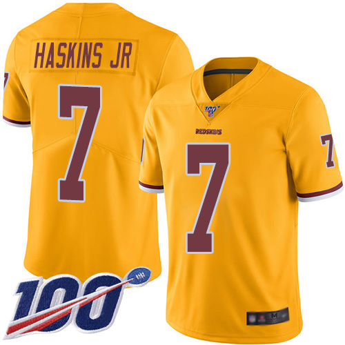 Washington Redskins Limited Gold Men Dwayne Haskins Jersey NFL Football #7 100th Season Rush->washington redskins->NFL Jersey